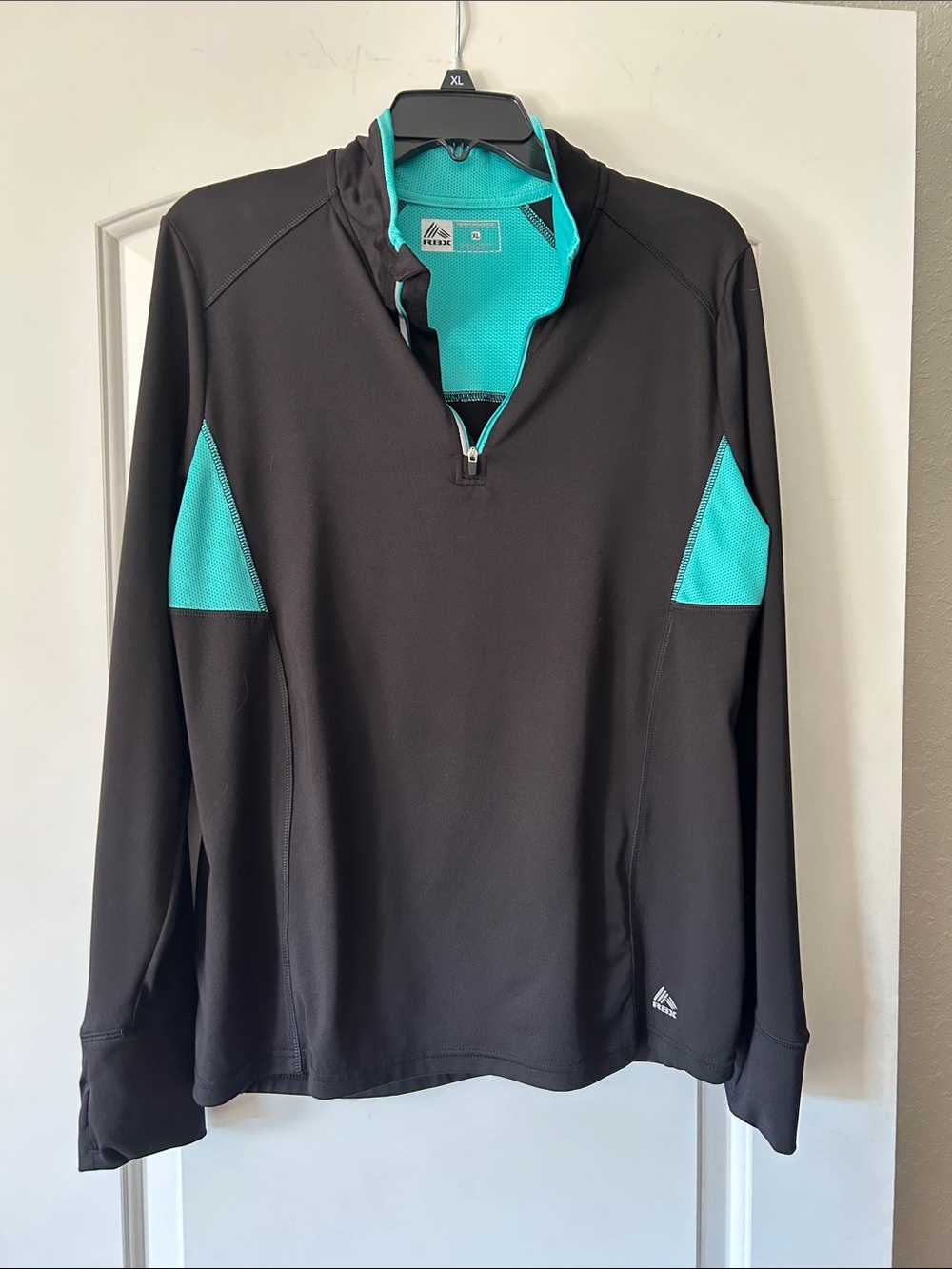 RBX Black Performance Quarter -Zip Jacket with Teal Panels